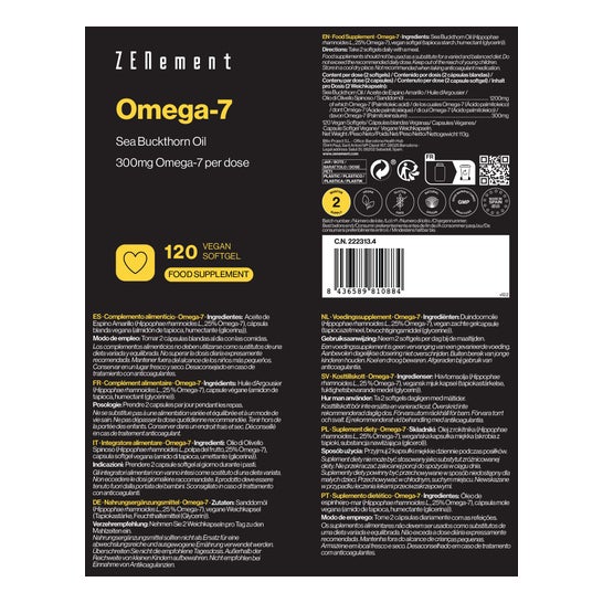 Zenement Omega-7 Huile de baies d'argousier 120 gélules végétales