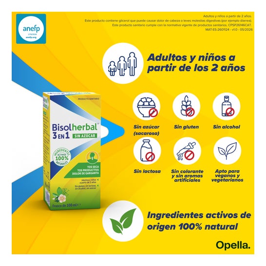 Bisoherbal 3 en 1 Sirop sans Sucre 100 ml