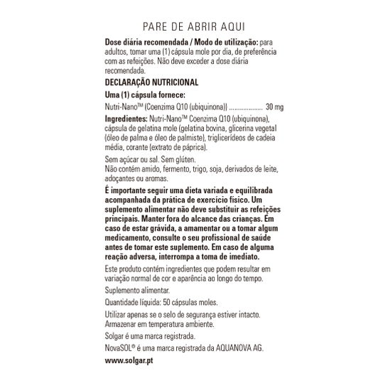 Solgar NutriNano Coq10 3.1x 50 gélules