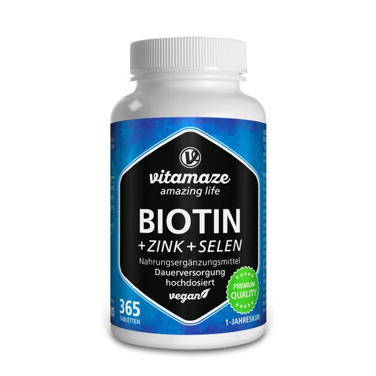 Vitamaze Biotine 10mg + Zinc + Sélénium Vegan 365 Comprimés