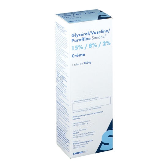 Sandoz Glycérol/Vaseline/Paraffine 15%/8%/2% Crème 250g