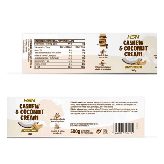 HSN Crema de Anacardo y Coco 500g