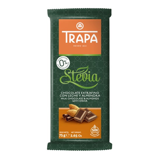 Trapa Chocolat au Lait aux Amandes avec Stevia 75g