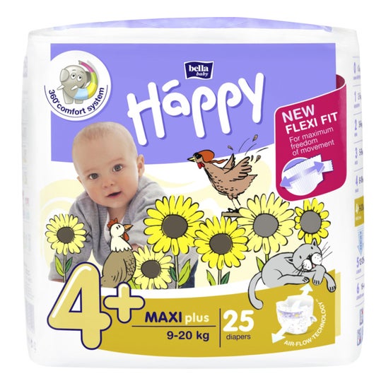 Bella Baby Happy Couche 9-20Kg Taille 4+ Maxi 25uts