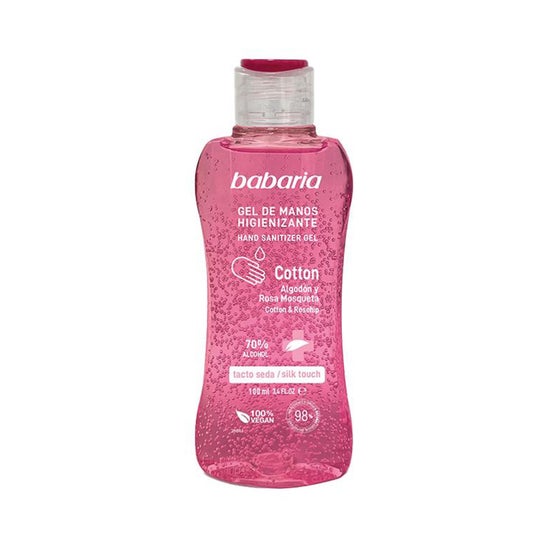 Gel désinfectant pour les mains Babaria Coton et Rose Musquée 70% Alcool 100ml