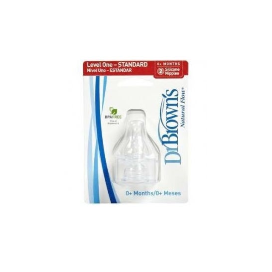 Tétine en silicone Dr. Brown's Natural flow standard nouveau-né 2uds