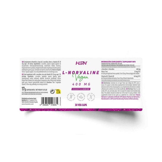 HSN L-Norvalina 400mg 30vcaps