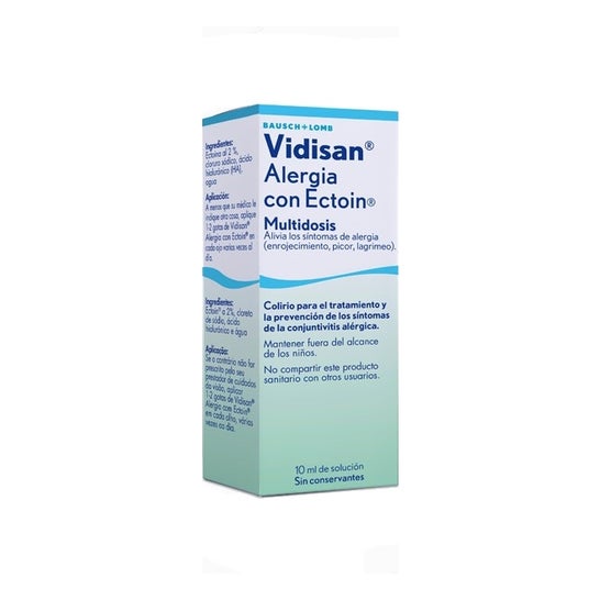 Allergie Vidisan avec gouttes ophtalmiques Ectoïne Multidose 10 Ml