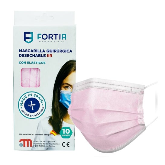 Fortia Masque Chirurgical Jetable IIR Rose 10 Unités