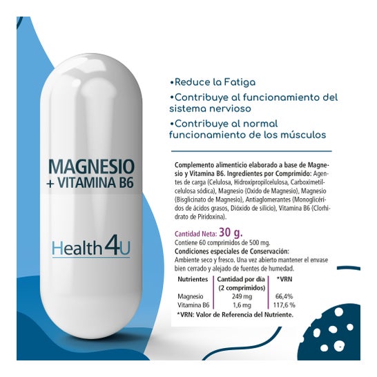 Health 4U Magnésium + Vitamine B6 1200mg 60 Comprimés