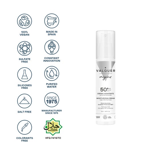 Valquer Bullon Crème haute protection Hydra Spf50 50 Ml