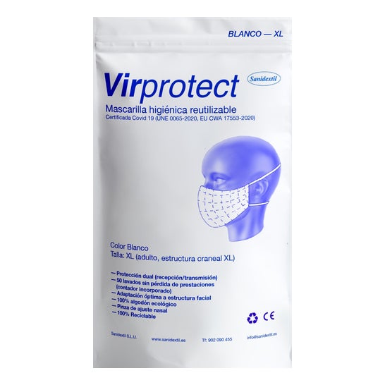 Virprotect Masque Hygiénique Réutilisable Adulte T-XL Blanc 1 Unité