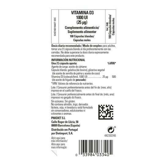 Solgar Vitamina D3 1000UI 100 Comprimés