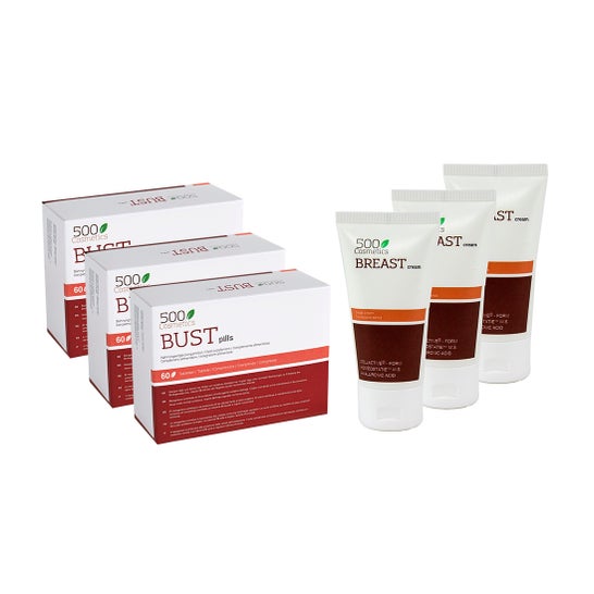 500Cosmetics Breast Triple Breast Packs 3x60Caps + Cream 3x100ml