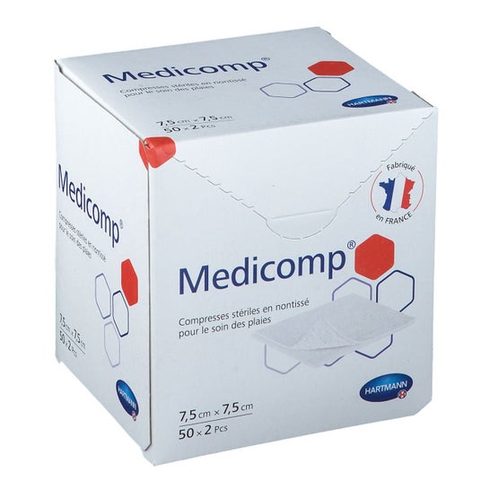 Hartmann Medicomp Compresses Non Tissé Stériles 7,5 x 7,5 cm Boite de 50 sachets