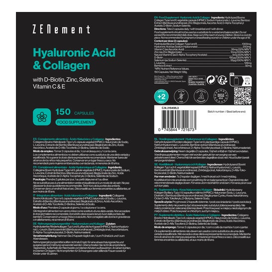 Zenement Complex Acide Hyaluronique Collagène Msm Vit C 120caps