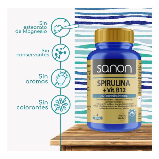 Sanon Spiruline + Vitamine B12 400mg 200comp