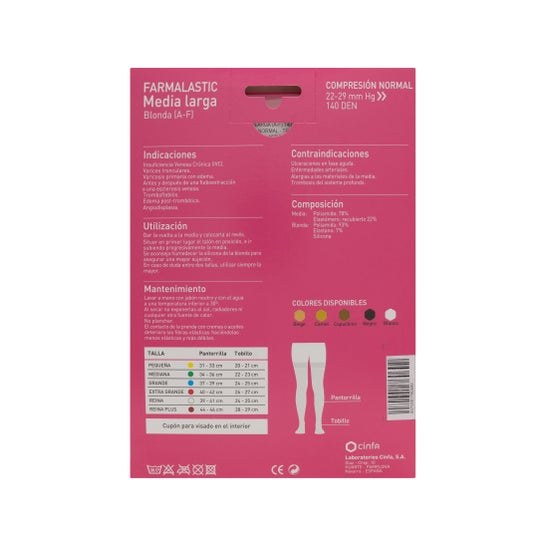Farmalastic Bas Long Dentelle (A-F) Compression Normale T-Reina Camel