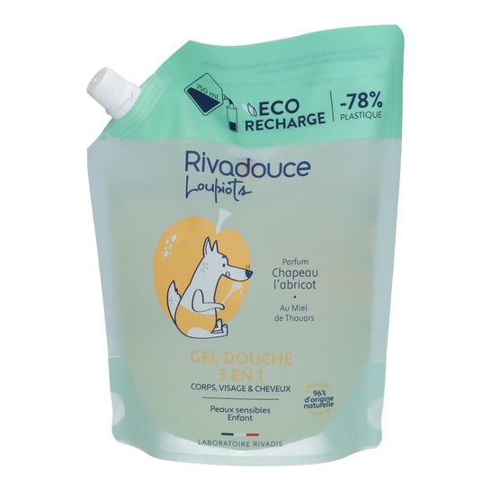 Rivadouce Loupiots Gel Douche Chapeau l'Abricot Recharge 750 ml
