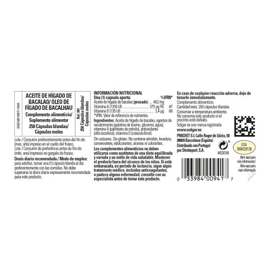 Solgar Huile de Foie de Morue Norvegien 250 gélules