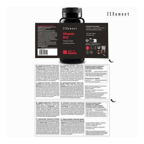Zenement Vitamina B12 Metilcobalamina 1000mcg 450comp