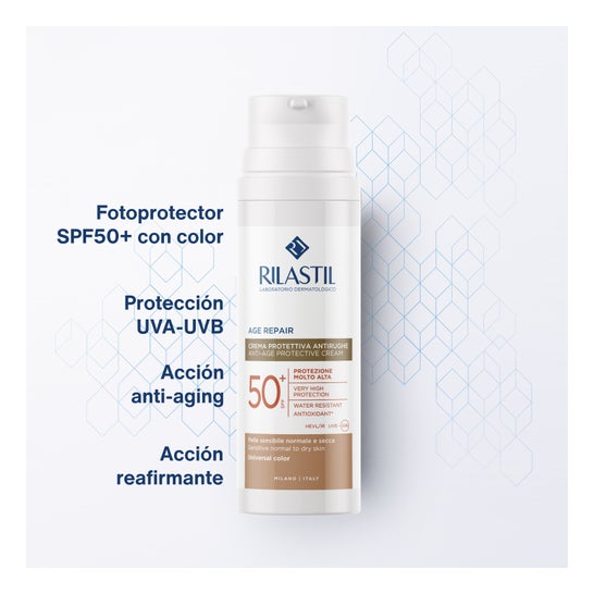 Rilastil Sun System Age Repair Crème Solaire Faciale Anti-âge Teintée SPF50+ 50ml