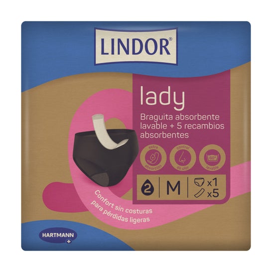 Lindor Lady Ropa Interior Lavable Menstruación y Incontinencia Talla M + 5 recambios