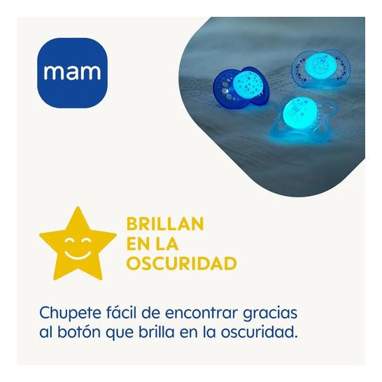 Baby Mam Air Night Sucette +6m Silicone Bleu 2uts Baby Mam Air Night Sucette +6m Silicone Bleu 2uts