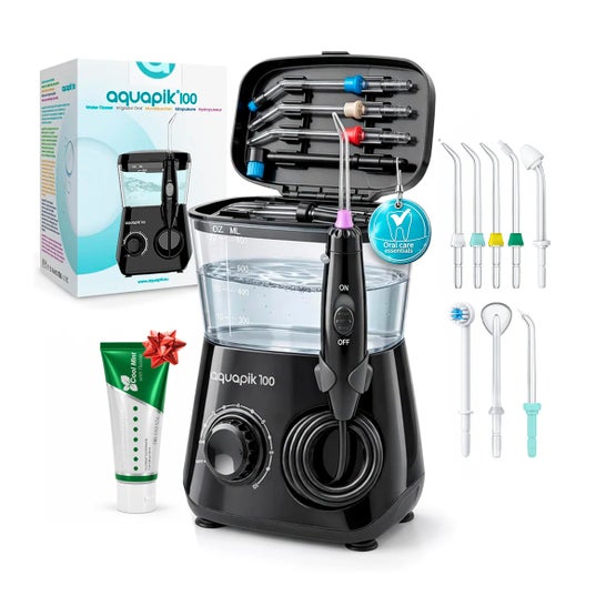 Aquapik100® Fil dentaire à eau Irrigateur dentaire 600 ml 10 niveaux Noir 1 ud