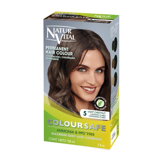 NaturVital Coloursafe Colorant Permanent Pour Cheveux 5 Light Brown 150ml