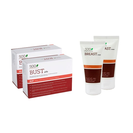 500Cosmetics Packs Breast Para El Pecho 2x60Caps + Crema 2x100ml