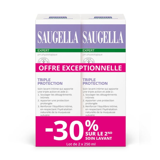 Saugella Expert Triple Protection Soin Lavant Intime 2x250 ml
