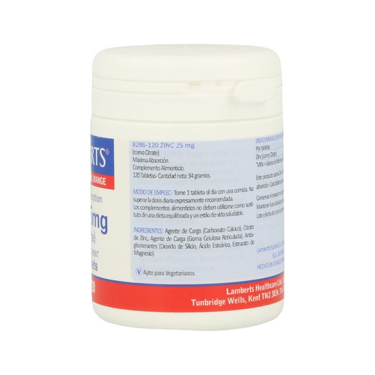 Lamberts Zinc 25 Mg 120 Comprimés