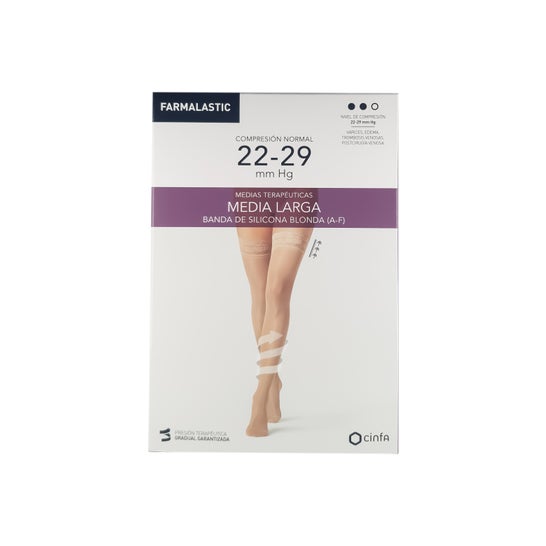 Farmalastic Bas Auto-fixant Dentelle Compression Normale Beige Taille P 1 Paire