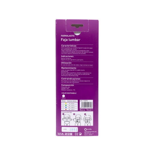 Farmalastic lumbar girdle white Velcro T-1 1 pc