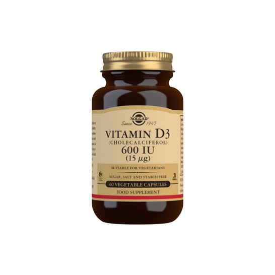 Solgar Vitamine D3 600 UI 15mg 60 Capsules de légumes
