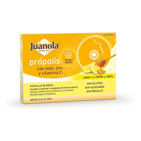 Juanola® Propolis avec Miel, Zinc + Vitamine C 24 pastilles