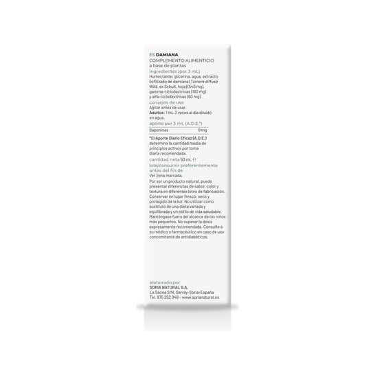 Extracto Damiana Xxi 50 Ml Soria Natural *