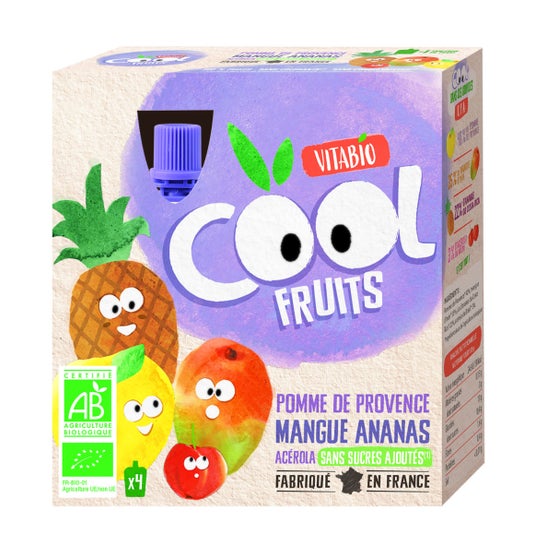 BabyBio Pack Cool Fruits Pomme Mangue Ananas 4x90g
