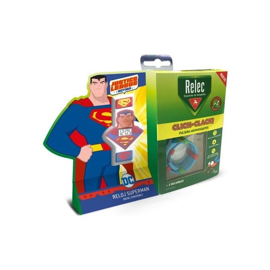 Relec Pack Pulsera Antimosquitos SuperMan + 2 Recargas