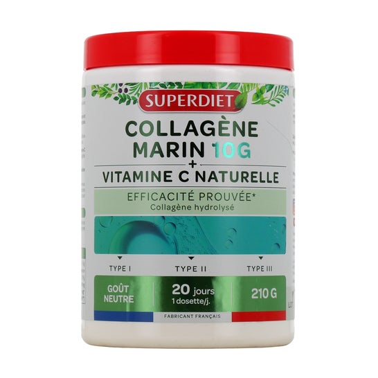 Superdiet Collagène Marin 10g + Vitamine C Naturelle 210g