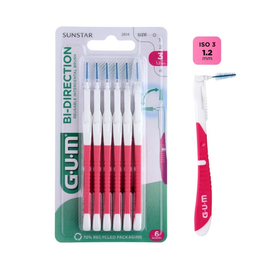 GUM Bi-Direction Brosse Interdentaire 1,2mm 6 Unités