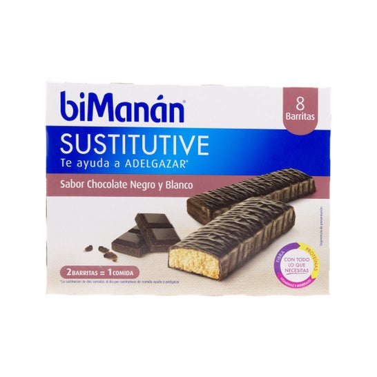 biManán™ Sustitutive sabor sabor chocolat negro y blanco 8 bars