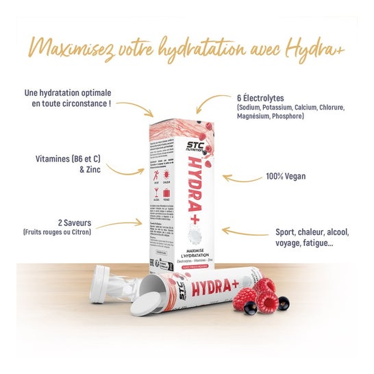 STC Nutrition Hydra+ Fruits Rouges 20 Comprimés STC Nutrition Hydra+ Fruits Rouges 20 Comprimés