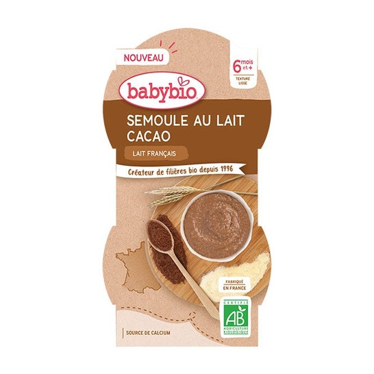 BabyBio Semoule Lait Cacao 2x100g