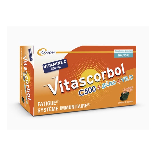 Vitascorbol Vitamine C 500 + Zinc + Vitamine D 30 Capsules
