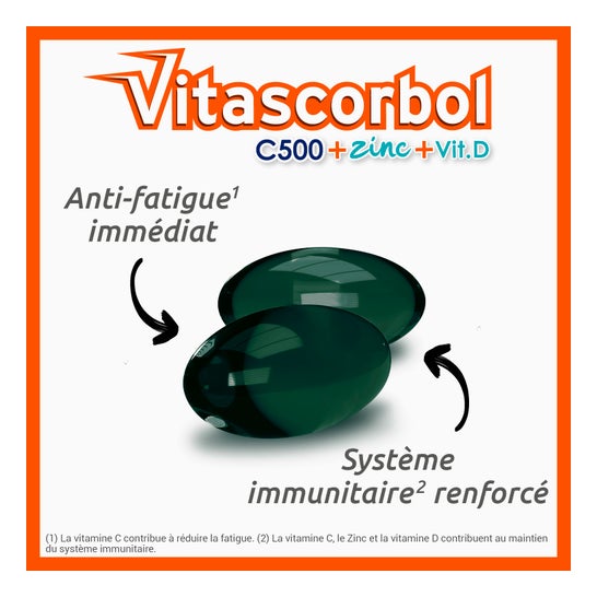 Vitascorbol Vitamine C 500 + Zinc + Vitamine D 30 Capsules