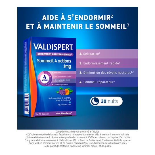 Valdispert Mélatonine 1mg 4 Actions  30 Capsules