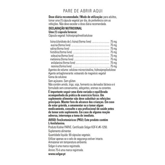 Solgar Amino 75 90 Capuchon 90