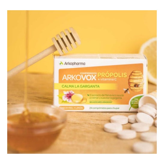 Arkovox Própolis et Vitamine C Goût Miel et Citron 24 comprimés